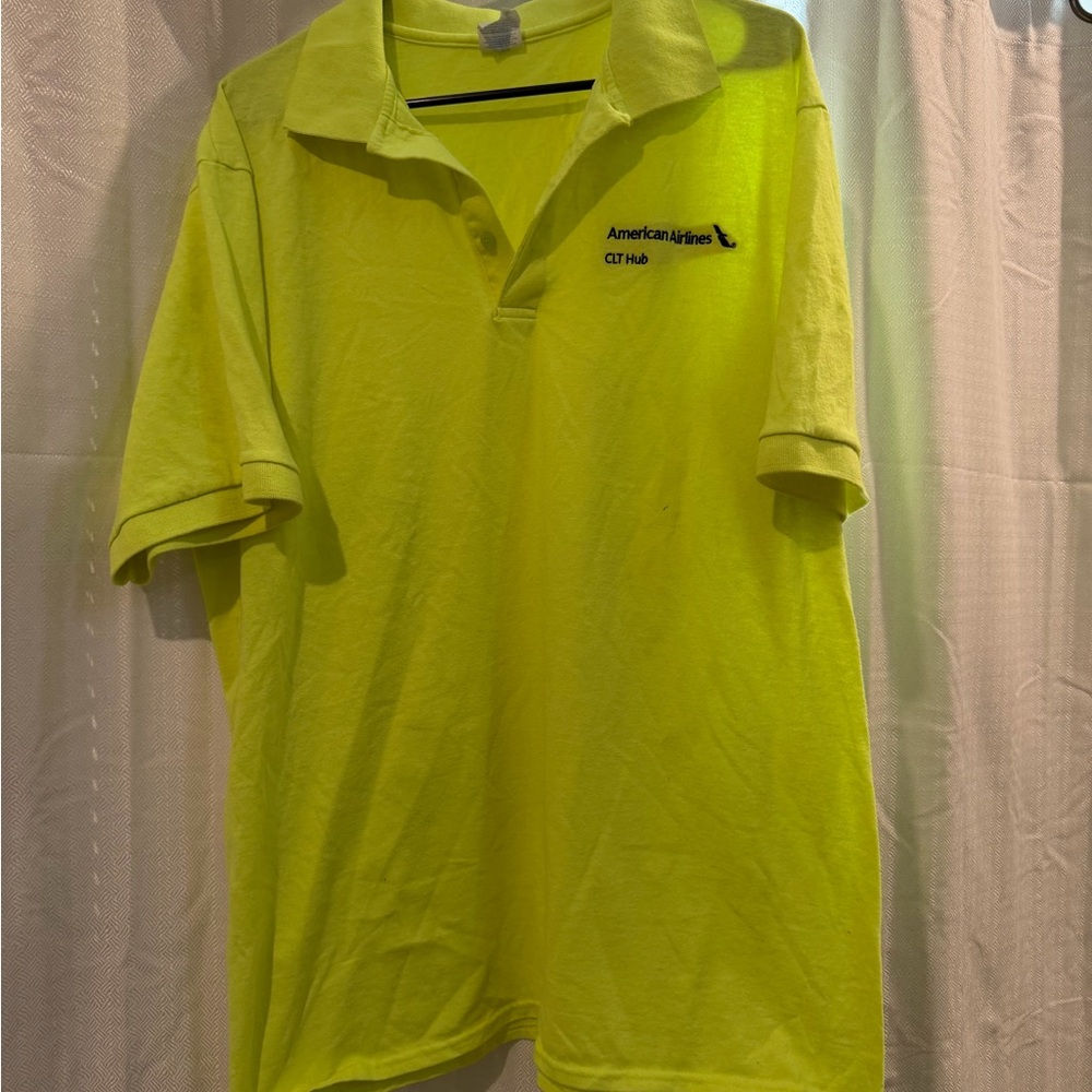 American Airlines CLT Port & Company Neon Yellow Polo Shirt